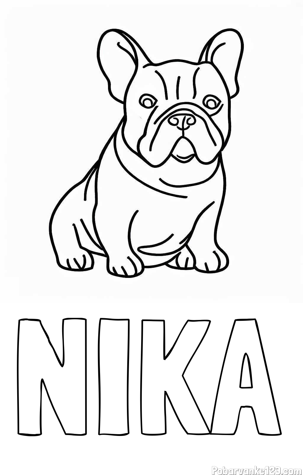 Pobarvanka imena NIKA in pobarvanka francoskega buldoga