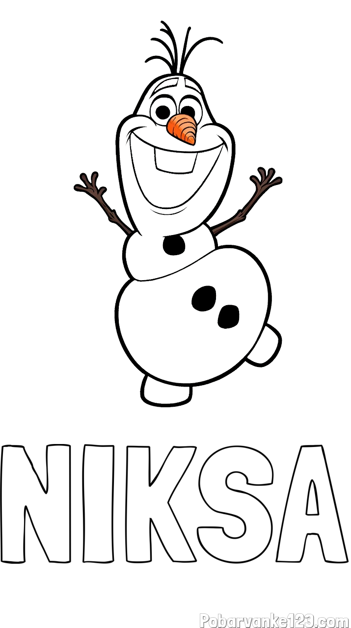 Pobarvanka imena NIKSA in pobarvanka ljubkega snežaka Olaf