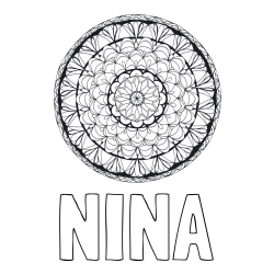 Online izdelana pobarvanka - Pobarvanka imena NINA in mandale 4