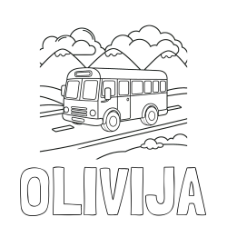 Online izdelana pobarvanka - Pobarvanka imena OLIVIJA in pobarvanka avtobusa na vožnji