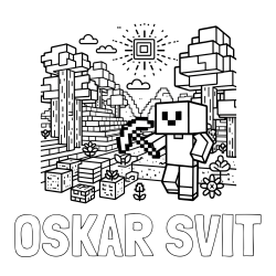 Online izdelana pobarvanka - Pobarvanka imena OSKAR SVIT in pobarvanka Minecraft sveta