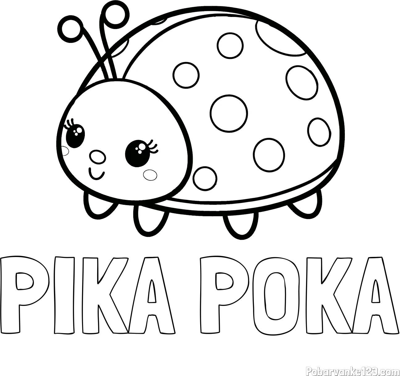 Pobarvanka imena PIKA POKA in pobarvanka ljubke pikapolonice