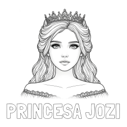 Online izdelana pobarvanka - Pobarvanka imena PRINCESA JOŽI in pobarvanka prikupne princeske s čudovitimi očmi