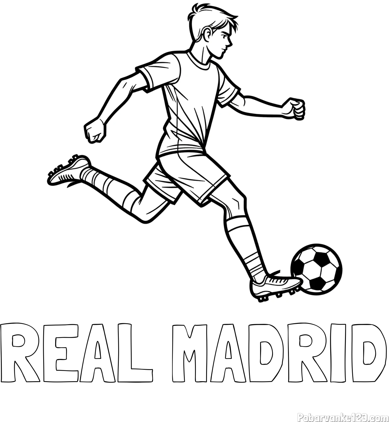 Pobarvanka imena REAL MADRID in pobarvanka nogometaša v napadu