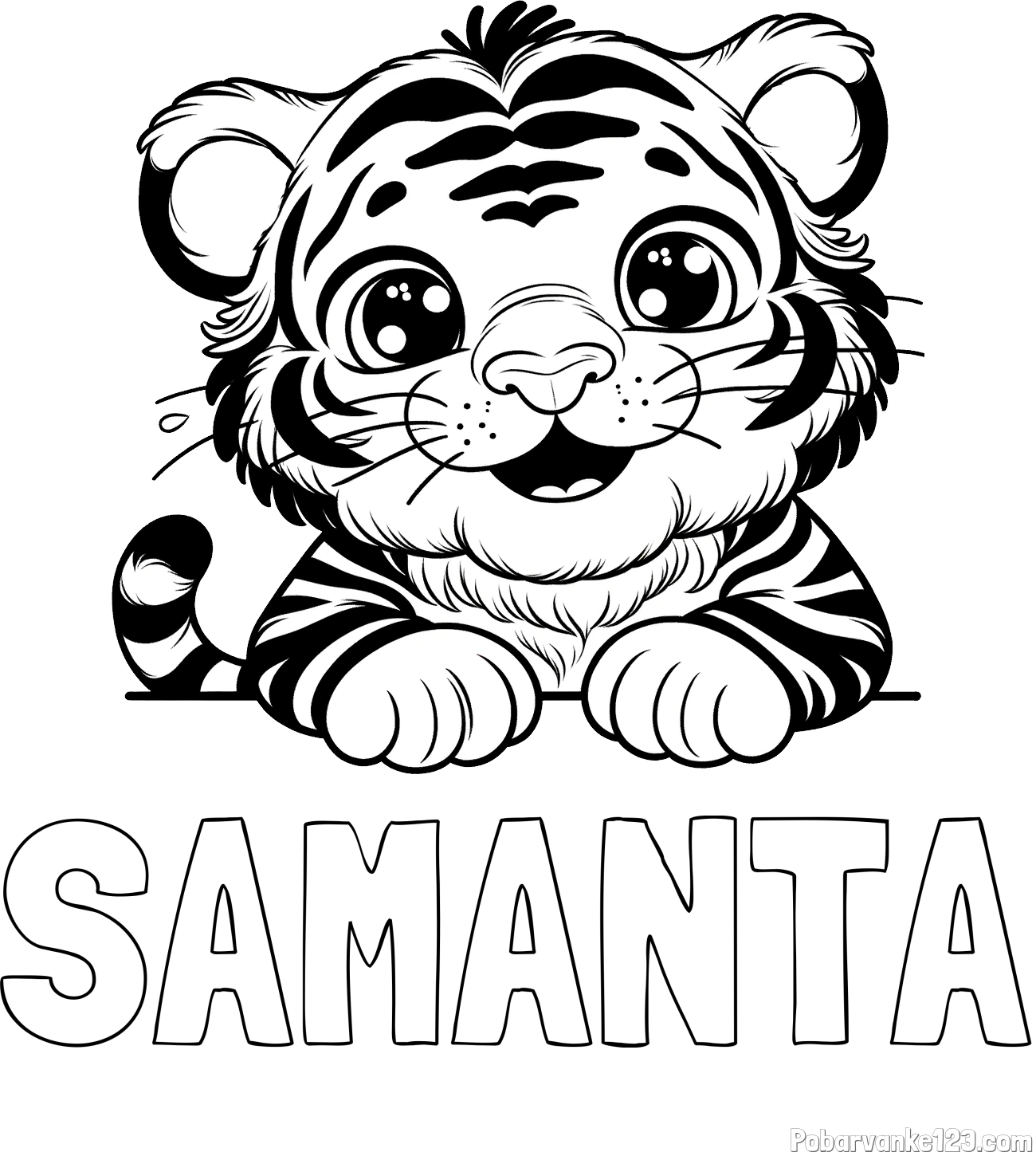 Pobarvanka imena SAMANTA in pobarvanka tigrček