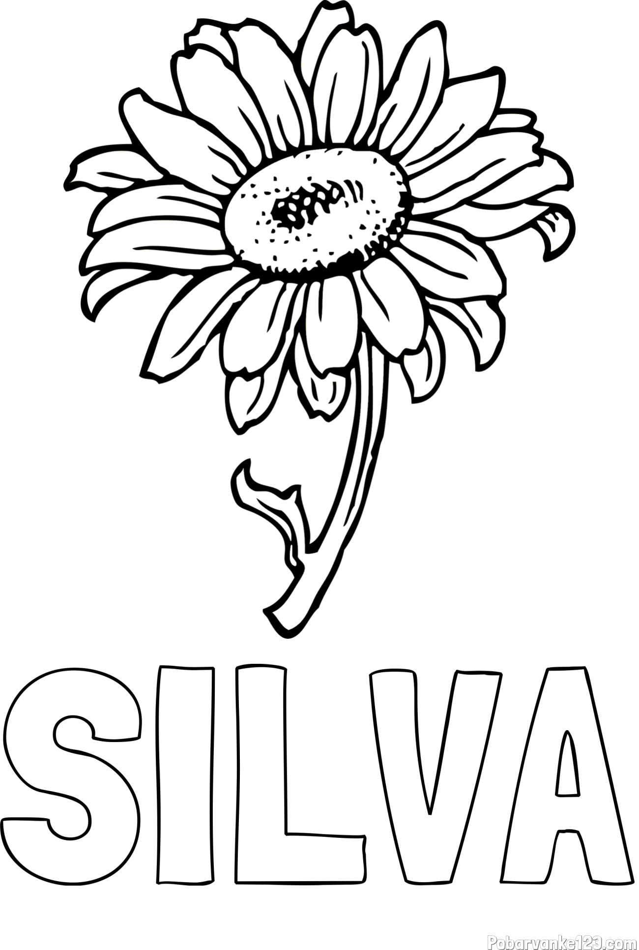 Pobarvanka imena SILVA in pobarvanka lepe sončnice