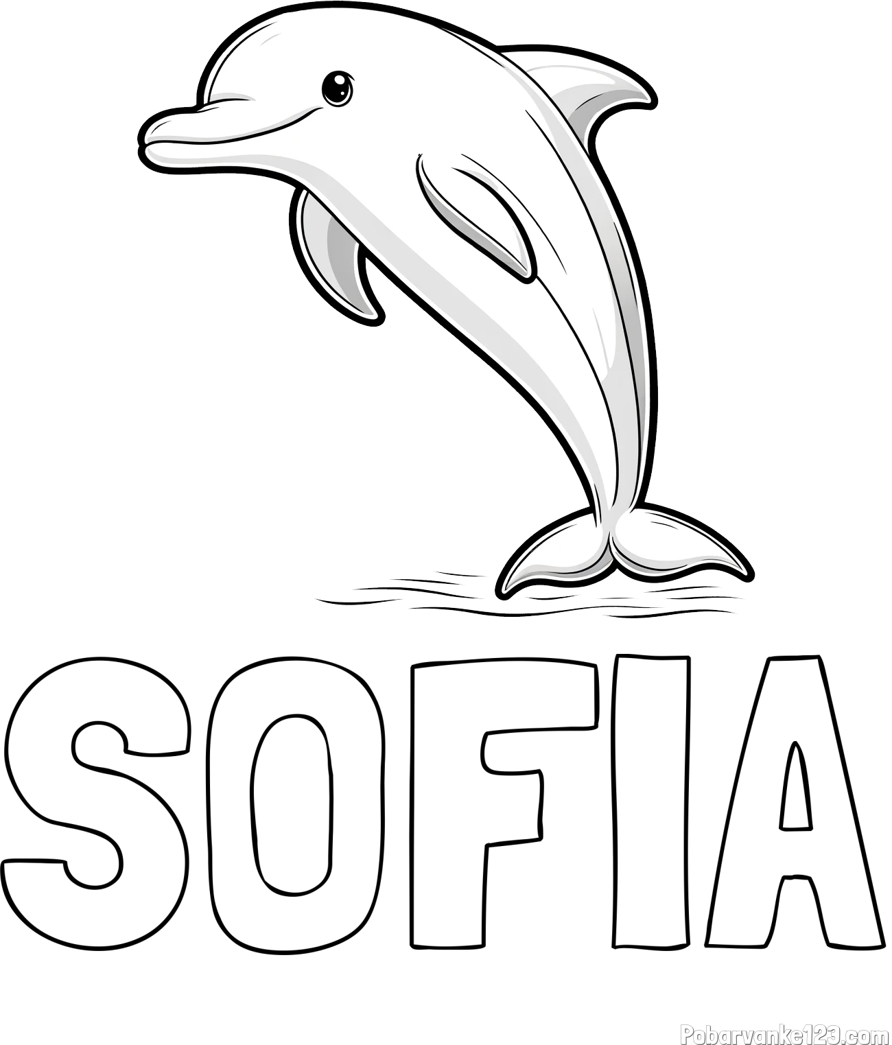 Pobarvanka imena SOFIA in pobarvanka delfina