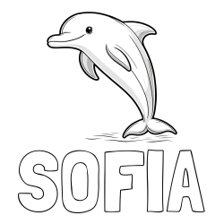 Online izdelana pobarvanka - Pobarvanka imena SOFIA in pobarvanka delfina