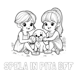 Online izdelana pobarvanka - Pobarvanka imena ŠPELA IN PITA BFF in pobarvanka prijateljic s kužkom