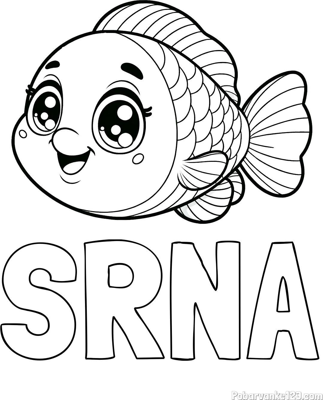 Pobarvanka imena SRNA in pobarvanka prisrčne ribe
