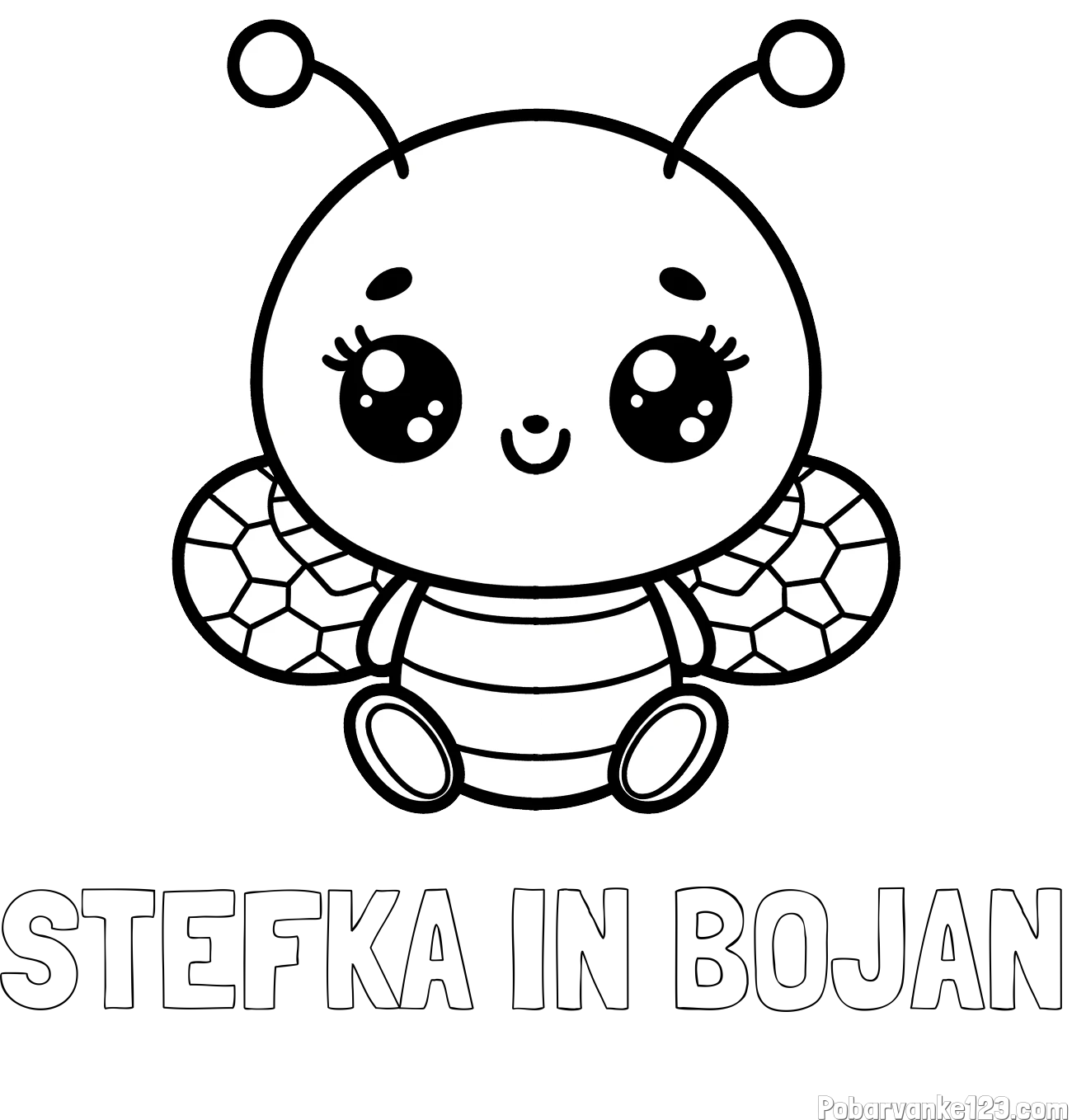 Pobarvanka imena ŠTEFKA IN BOJAN in otroška pobarvanka ljubke čebele