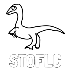 Online izdelana pobarvanka - Pobarvanka imena ŠTOFLC in pobarvanka žalostnega dinozavra