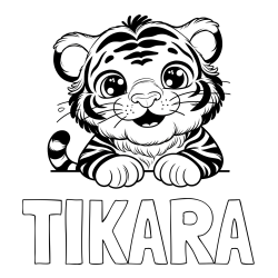 Online izdelana pobarvanka - Pobarvanka imena TIKARA in pobarvanka tigrček