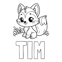 Online izdelana pobarvanka - Pobarvanka imena TIM in pobarvanka lisičke