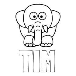 Online izdelana pobarvanka - Pobarvanka imena TIM in pobarvanka slona