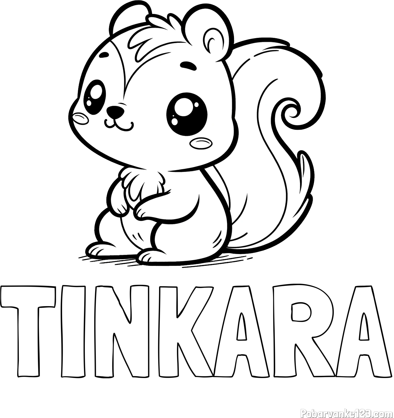 Pobarvanka imena TINKARA in pobarvanka veverice
