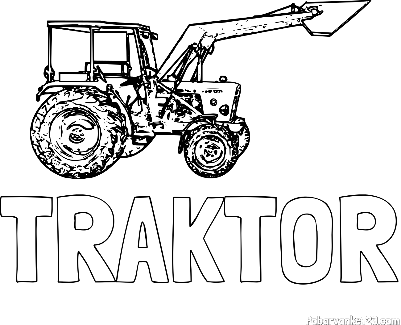 Pobarvanka imena TRAKTOR in pobarvanka starega traktorja