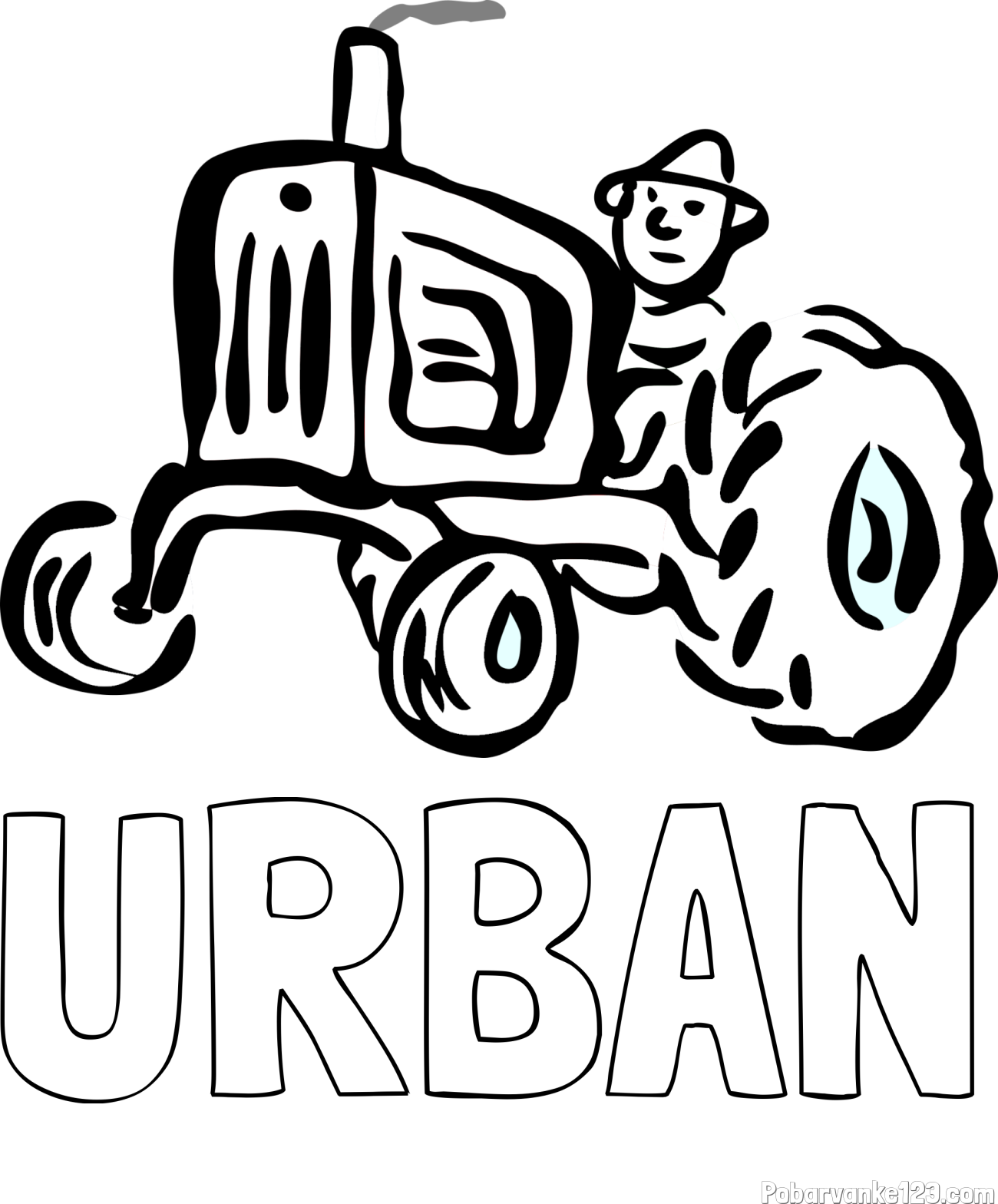 Pobarvanka imena URBAN in preprosta pobarvanka traktorja