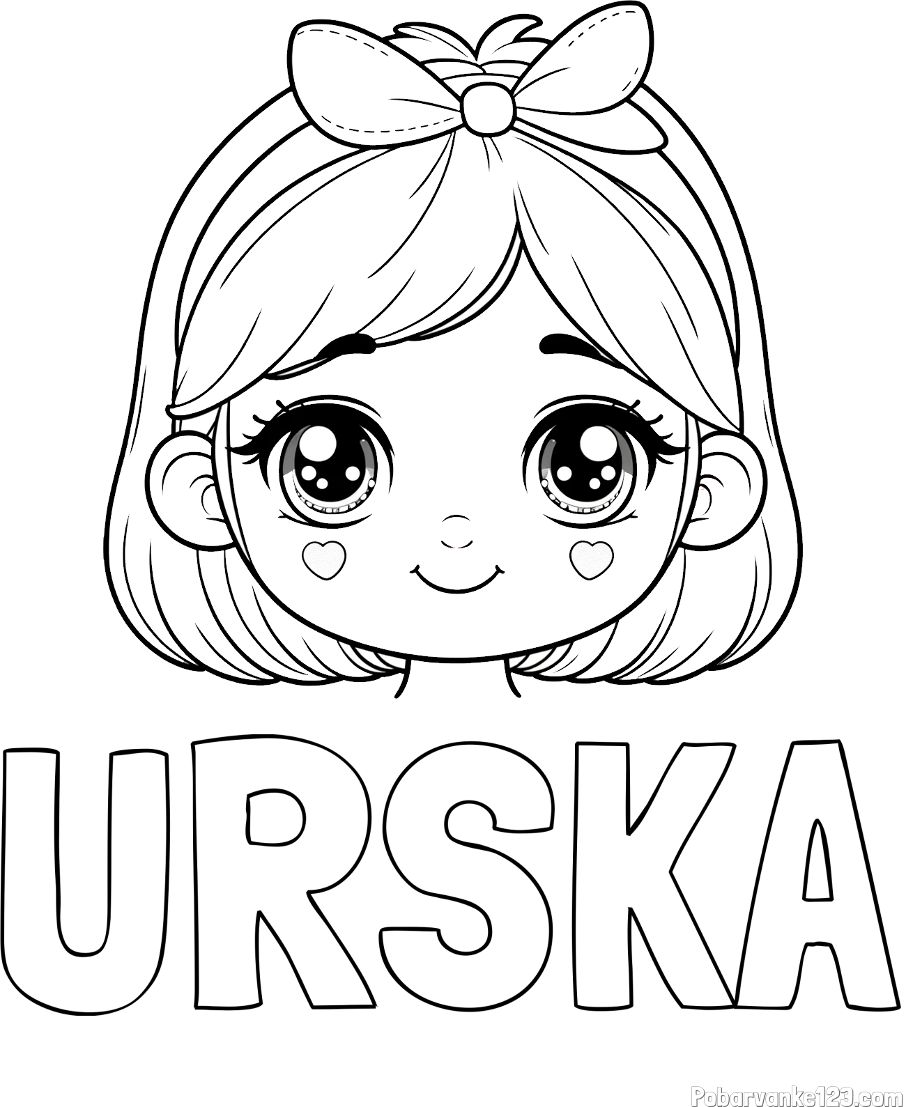 Pobarvanka imena URSKA in pobarvanka obraza ljubke punčke
