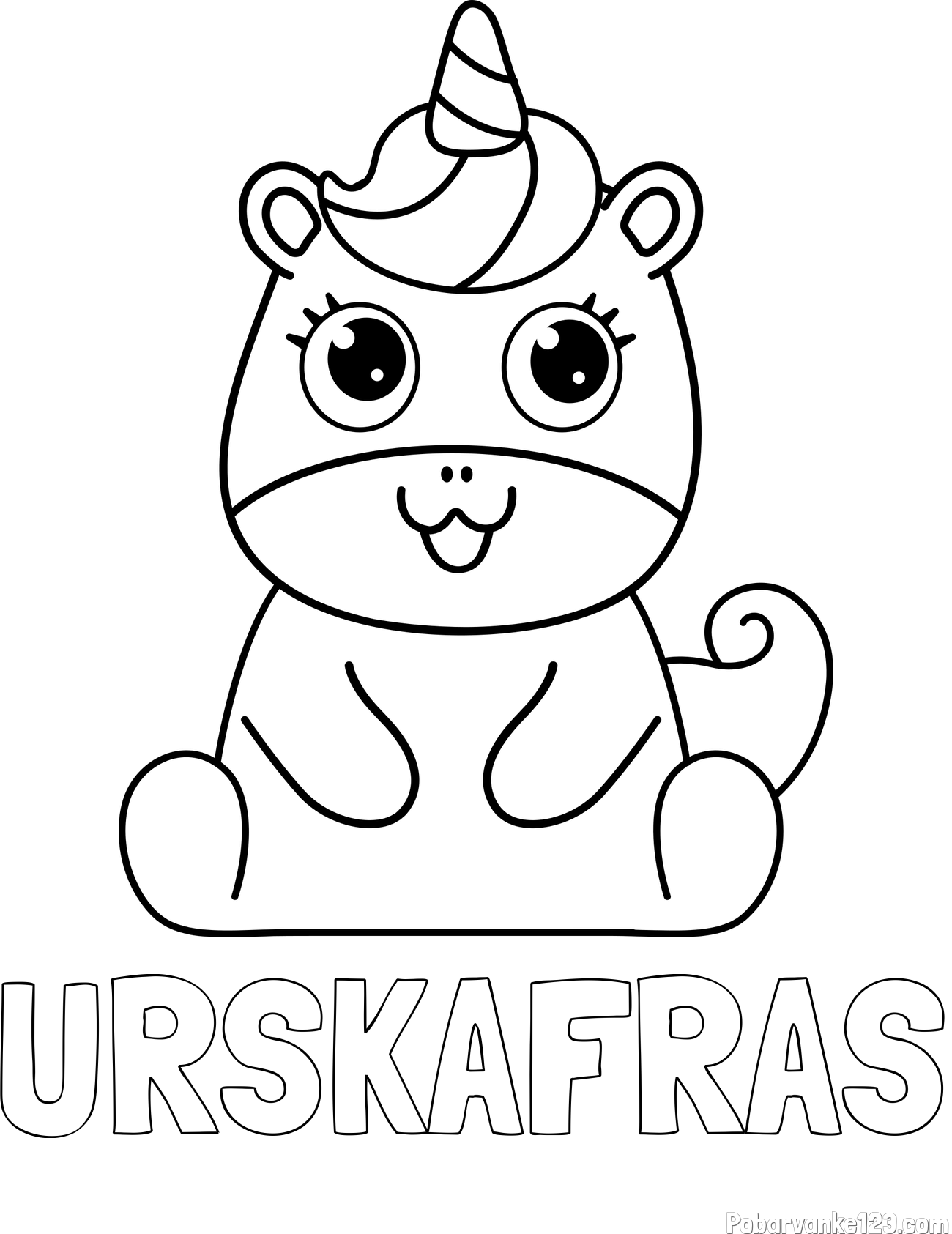 Pobarvanka imena URŠKAFRAS in pobarvanka čudovitega samoroga Unicorn