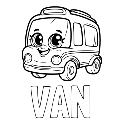 Online izdelana pobarvanka - Pobarvanka imena VAN in pobarvanka nasmejanega avtobusa