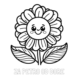 Online izdelana pobarvanka - Pobarvanka imena ZA PETRO OD DORE in pobarvanka ljubke in nasmejane rože