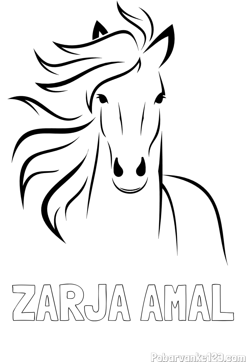 Pobarvanka imena ZARJA AMAL in lepa pobarvanka konja