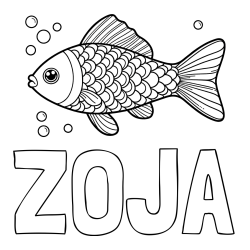 Online izdelana pobarvanka - Pobarvanka imena ZOJA in pobarvanka ribe