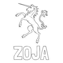 Online izdelana pobarvanka - Pobarvanka imena ZOJA in samorog Pua