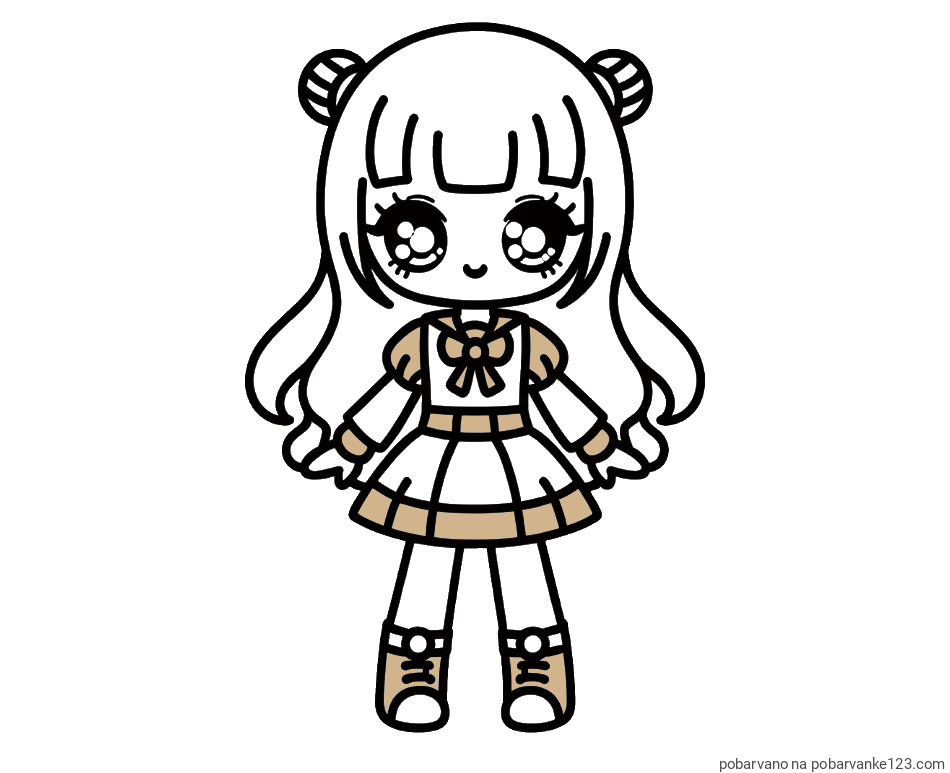 POBARVANA POBARVANKA - Otroška pobarvanka punčke v anime slogu