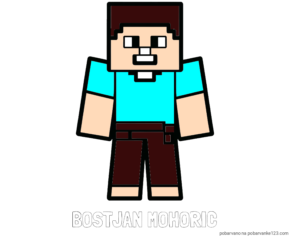 POBARVANA POBARVANKA - Pobarvanka imena BOŠTJAN MOHORIČ in pobarvanka Minecraft figurice