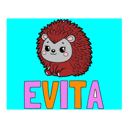 POBARVANA POBARVANKA - Pobarvanka imena EVITA in pobarvanka nasmejanega ježka