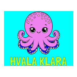 POBARVANA POBARVANKA - Pobarvanka imena HVALA KLARA in otroška pobarvanka ljubke hobotnice