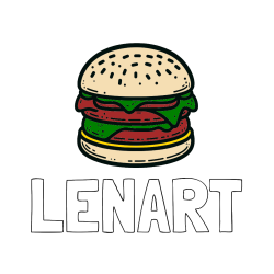 Pobarvana pobarvanka - Pobarvanka imena LENART in preprosta pobarvanka hamburgerja