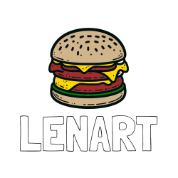 Pobarvana pobarvanka - Pobarvanka imena LENART in preprosta pobarvanka hamburgerja