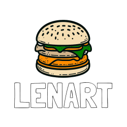 Pobarvana pobarvanka - Pobarvanka imena LENART in preprosta pobarvanka hamburgerja