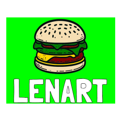 Pobarvana pobarvanka - Pobarvanka imena LENART in preprosta pobarvanka hamburgerja