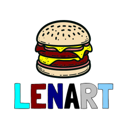 Pobarvana pobarvanka - Pobarvanka imena LENART in preprosta pobarvanka hamburgerja