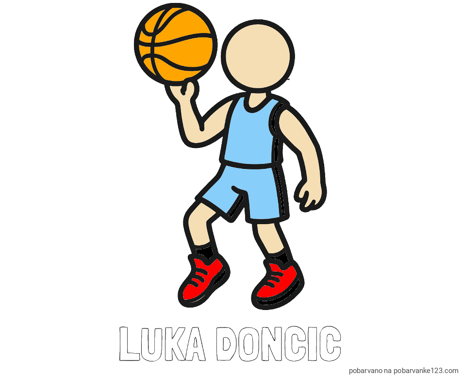 POBARVANA POBARVANKA - Pobarvanka imena LUKA DONČIČ in otroška pobarvanka košarkarja