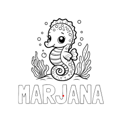 Pobarvana pobarvanka - Pobarvanka imena MARJANA in pobarvanka morskega konjička