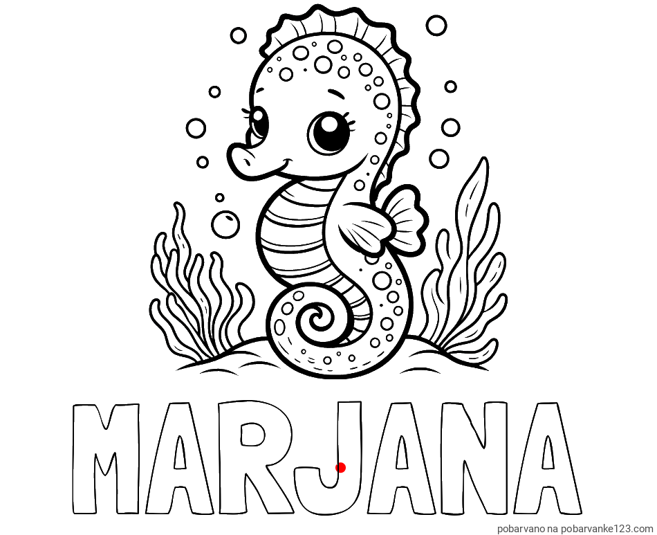 POBARVANA POBARVANKA - Pobarvanka imena MARJANA in pobarvanka morskega konjička