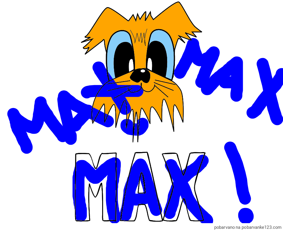 POBARVANA POBARVANKA - Pobarvanka imena MAX in preprosta pobarvanka nasmejanega kužka
