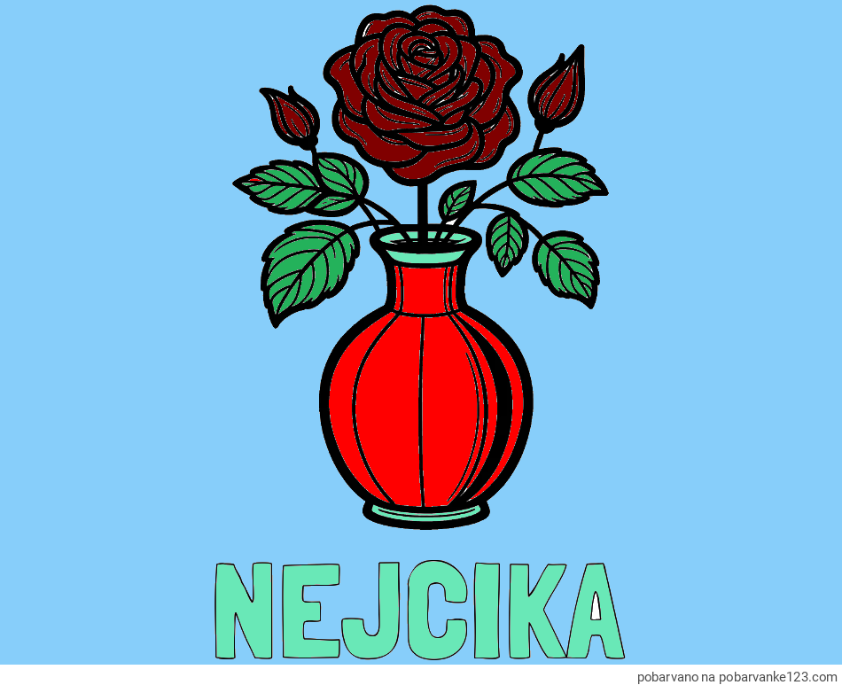 POBARVANA POBARVANKA - Pobarvanka imena NEJČIKA in pobarvanka čudovite vrtnice v vazi