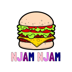 Pobarvana pobarvanka - Pobarvanka imena NJAM NJAM in pobarvanka hamburger