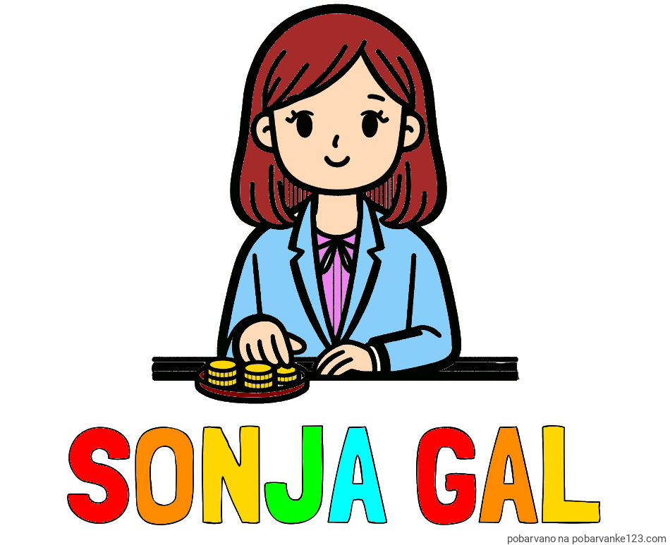 POBARVANA POBARVANKA - Pobarvanka imena SONJA GAL in pobarvanka bančne uslužbenke