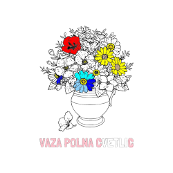 Pobarvana pobarvanka - Pobarvanka imena VAZA POLNA CVETLIC in pobarvanka cvetja v vazi