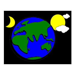Pobarvana pobarvanka - Pobarvanka planeta Zemlje, lune ter sonca