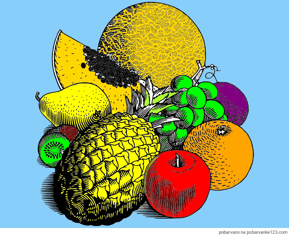 POBARVANA POBARVANKA - Pobarvanka sadja (ananas, melona, jabolka, kivi, grozdje, pomaranča...)