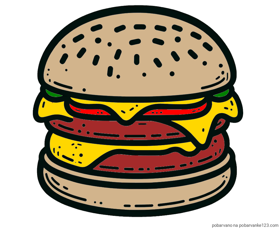 POBARVANA POBARVANKA - Preprosta pobarvanka hamburgerja