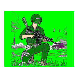 POBARVANA POBARVANKA - PUBG pobarvanka glavnega lika v klečečem položaju